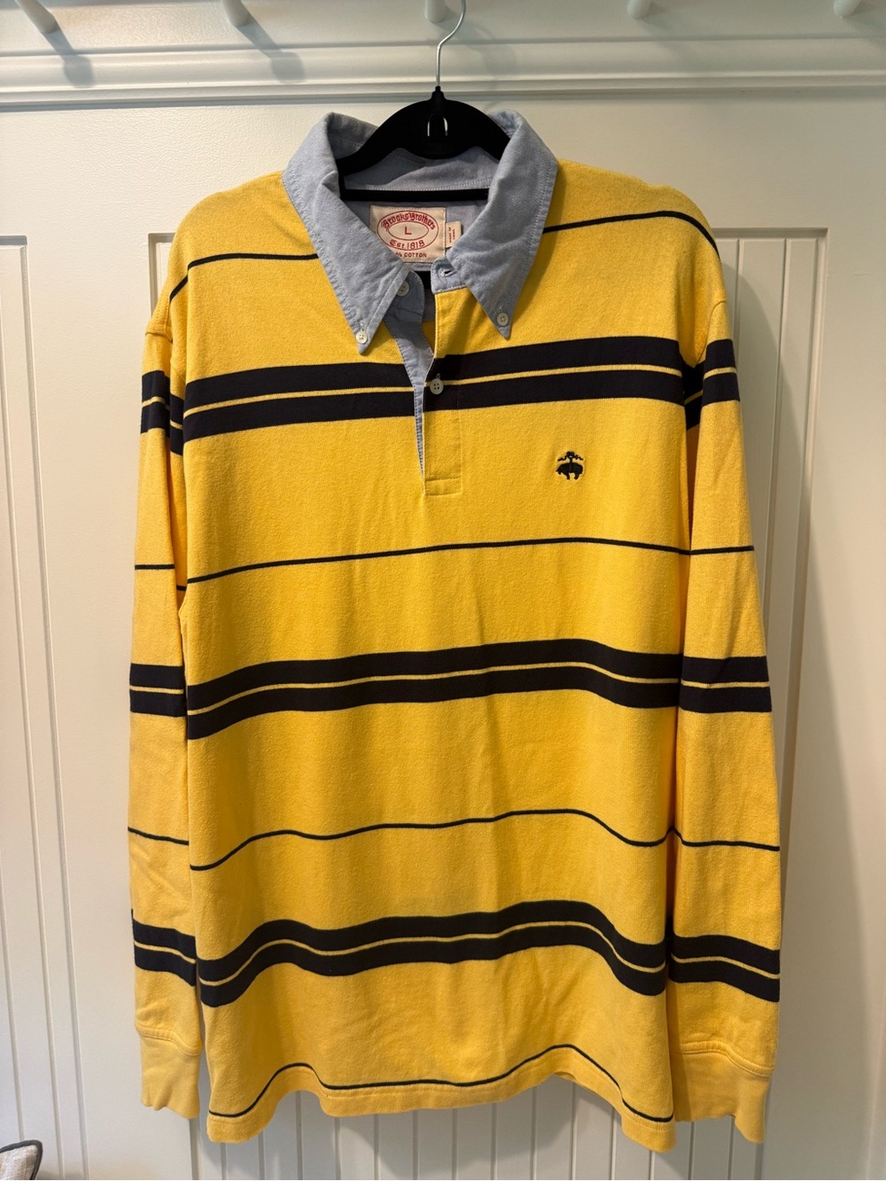 Brooks Brothers Striped Rugby Shirt with Chambray Collar
